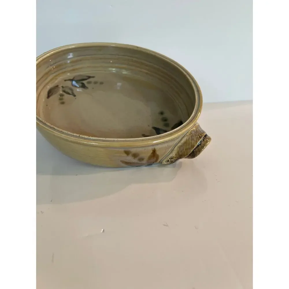 Beautiful Glazed Pottery Two Handle Serving Dish One of a Kind Vintage JL